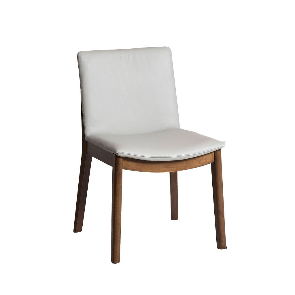 Koda Leather Dining Chair-Pewter Leather with Walnut Base