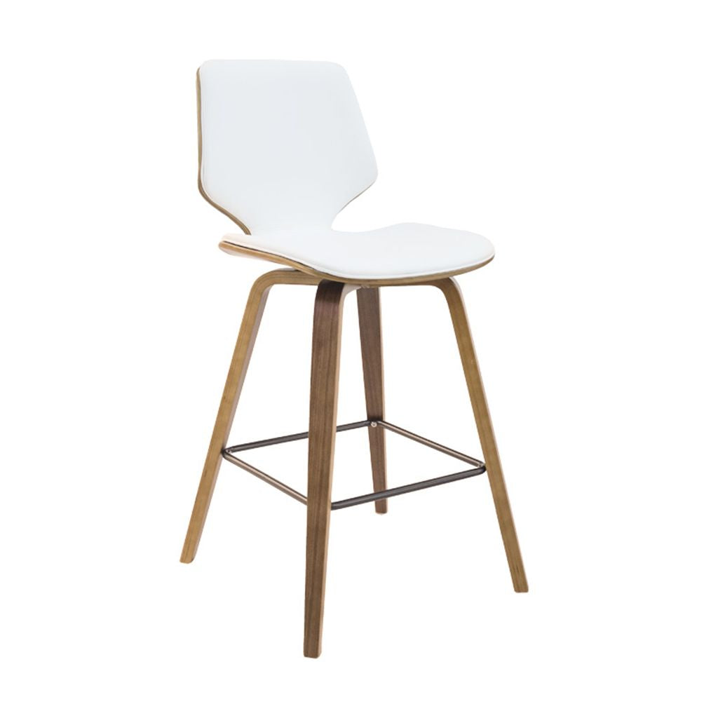 Ryde Bar Stool-Walnut Colour Frame with White PU Seat