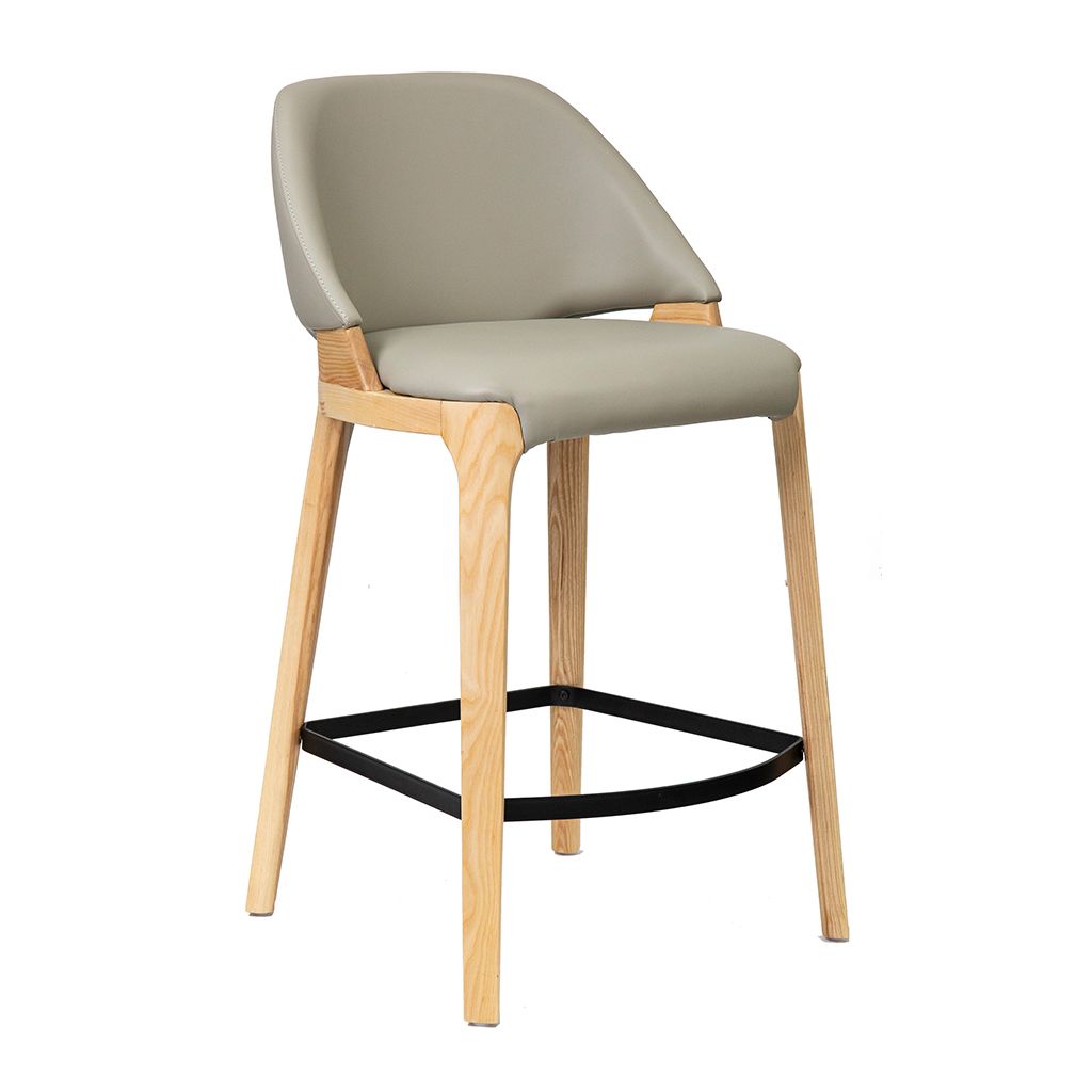 Baylor Bar Chair-Oak Frame with Pewter PU