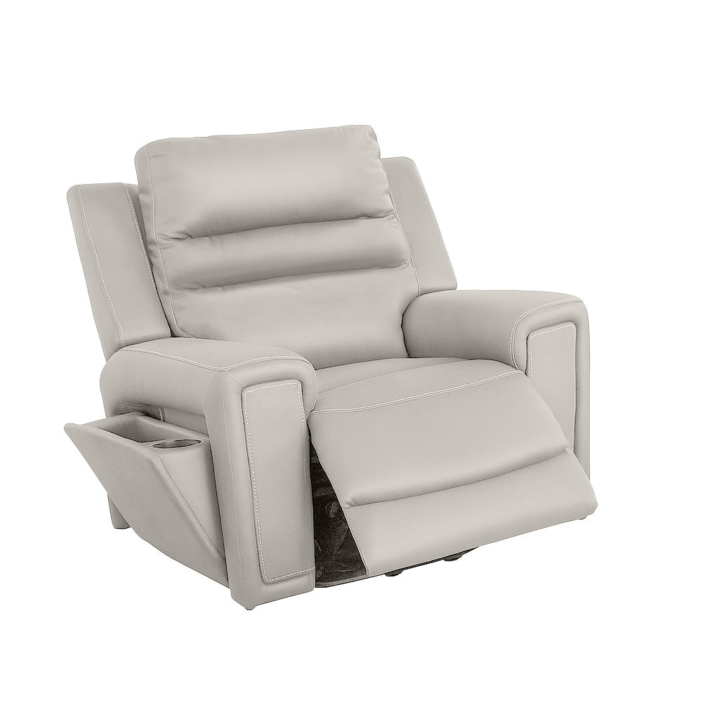 Mason Leather Power Recliner-Dove