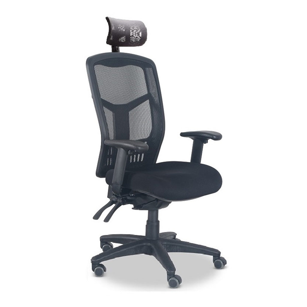 Mirae Office Chair High Back with Arms and Mesh Headrest-Black