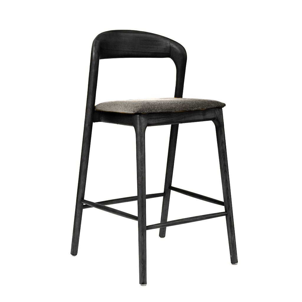 Shannen Bar Chair-Black Frame with Charcoal Fabric Seat