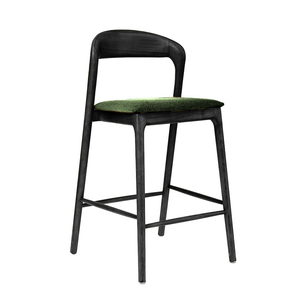 Shannen Bar Chair-Black Frame with Sage Fabric Seat
