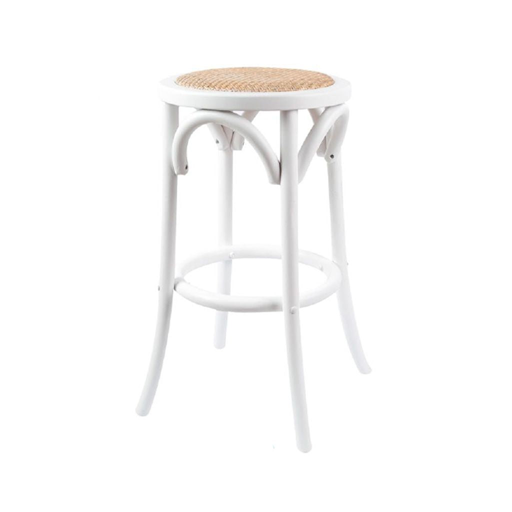 Café Kitchen Stool-White with Rattan Seat