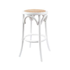 Café Kitchen Stool-White with Rattan Seat