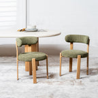 Carmo Dining Chair Set of 2–Olive Chenille Fabric with Ash Wood Effect Metal Frame