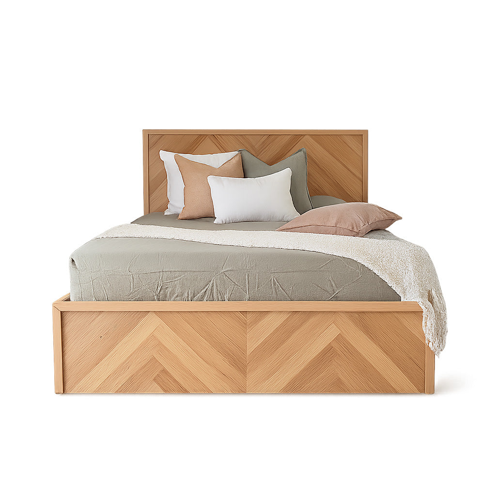 Parquetry Queen Bed-Natural