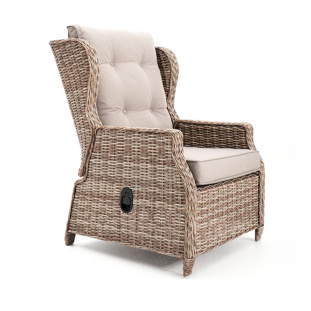 Buenos Aires Single Recliner Chair Marina Wicker Taupe Cushion
