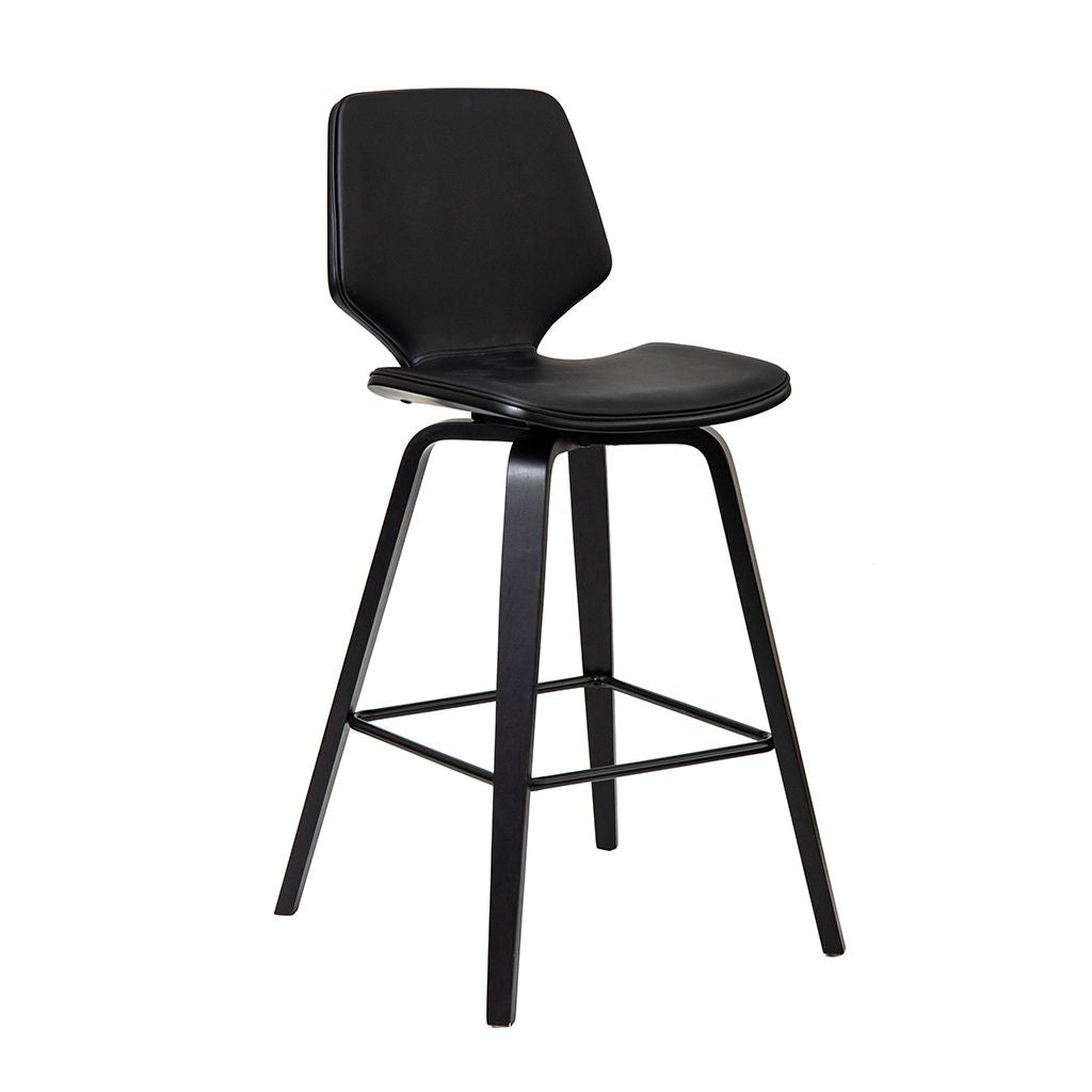 Ryde Bar Stool-Black Colour Frame with Black PU Seat