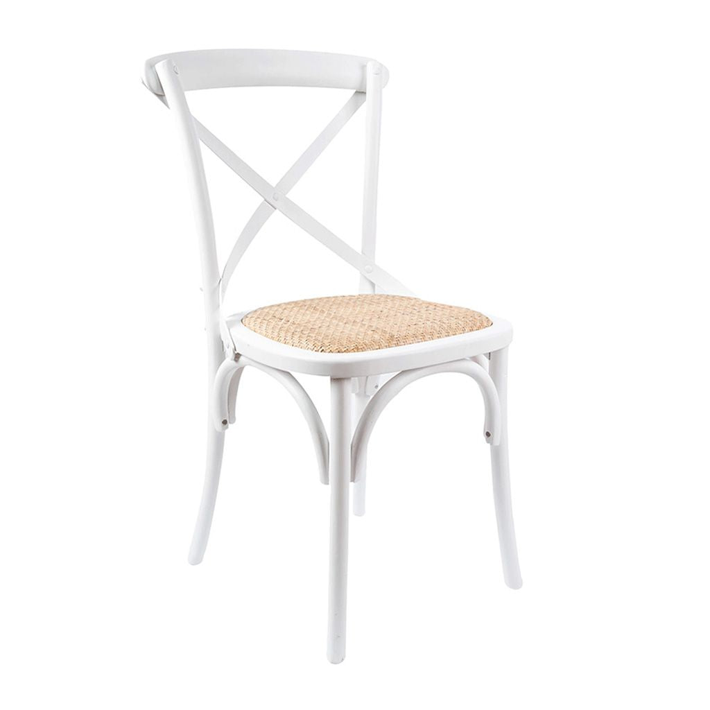 Café Dining Chair-White with Rattan Seat