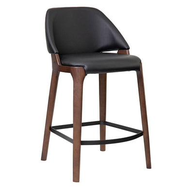 Baylor Bar Chair-Walnut Frame with Black PU
