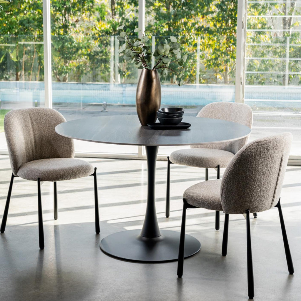 Scandi Large Round Dining Table 1200 Dia-Black Sand