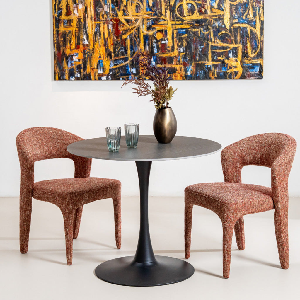 Scandi Medium Round Dining Table 900 Dia-Black Sand