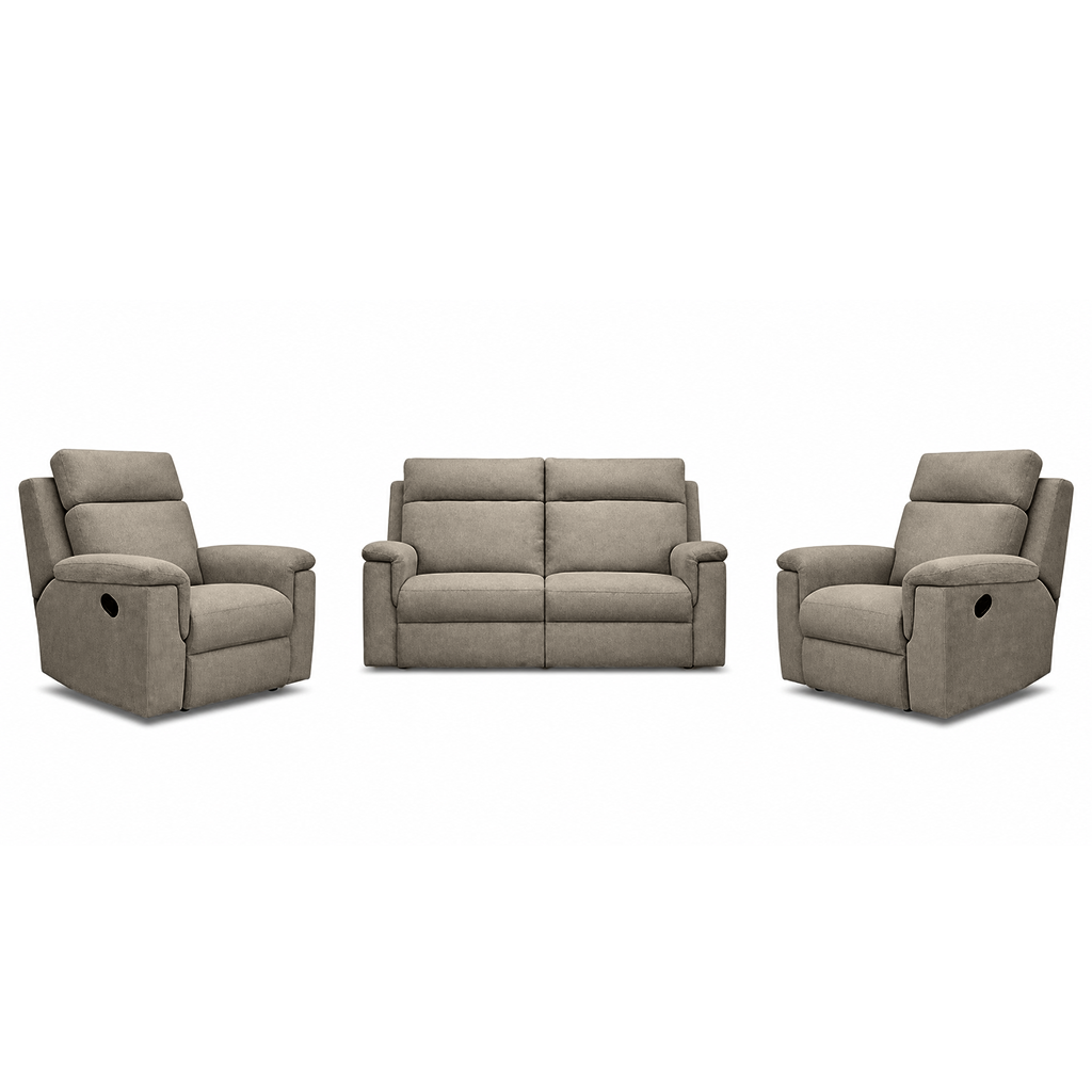 Monaro 3 Piece Fabric Manual Recliner Suite-2.5 Seater+2 Recliners
