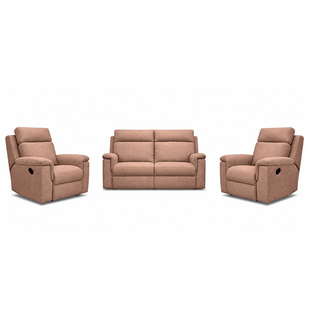 Monaro 3 Piece Fabric Manual Recliner Suite-2.5 Seater+2 Recliners