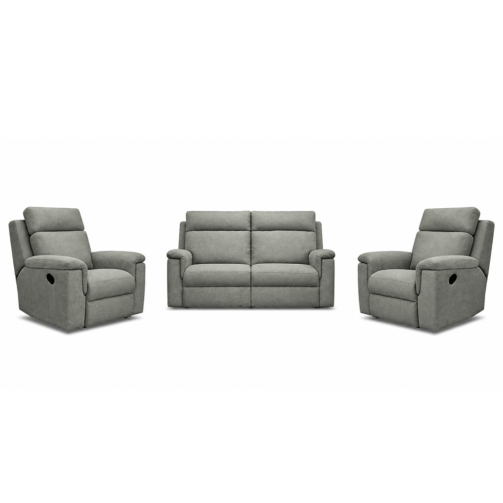 Monaro 3 Piece Fabric Manual Recliner Suite-2.5 Seater+2 Recliners