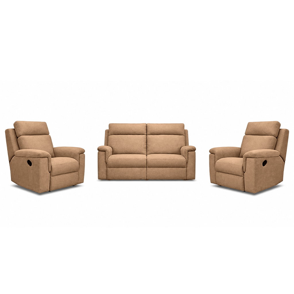 Monaro 3 Piece Fabric Manual Recliner Suite-2.5 Seater+2 Recliners