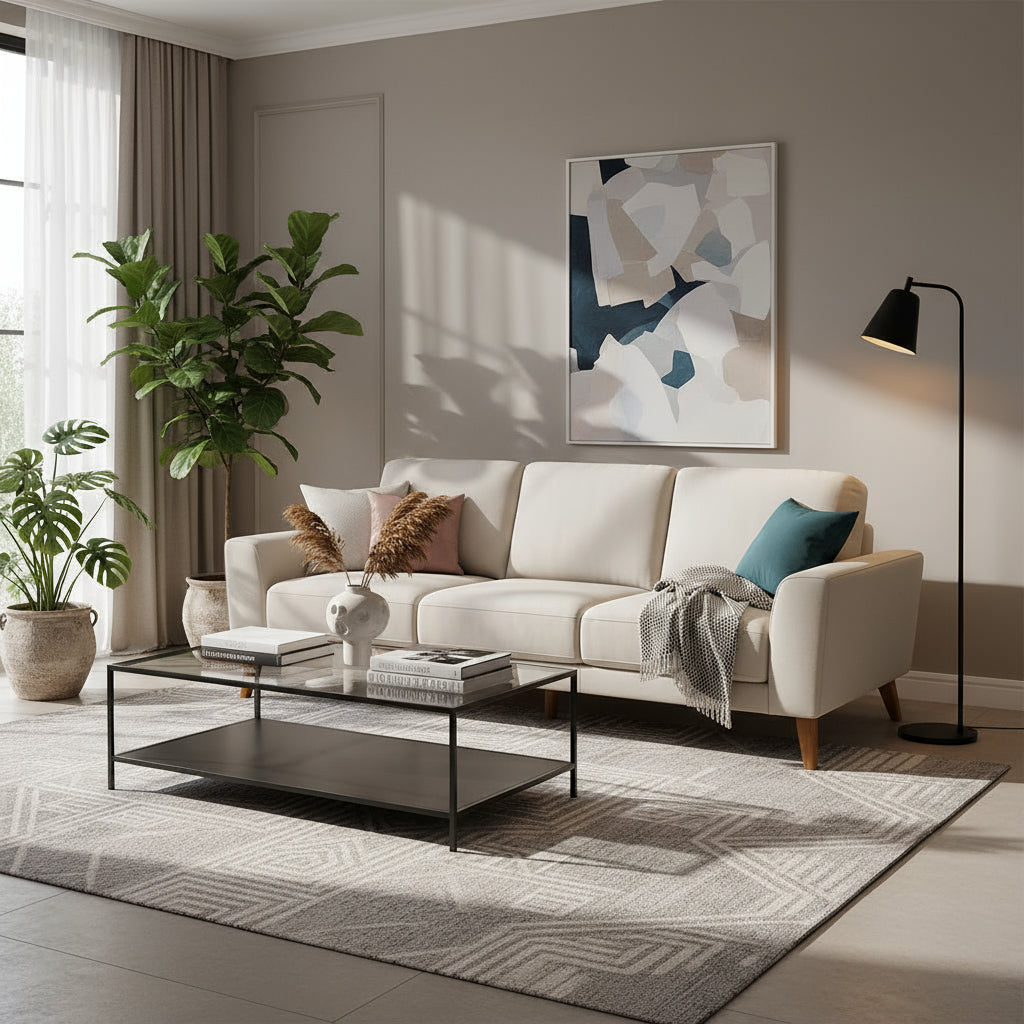 Skye 3 Seater Fabric-Pebble