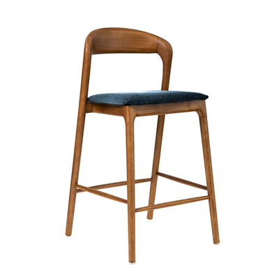 Shannen Bar Chair-Oak Frame with Navy Fabric Seat