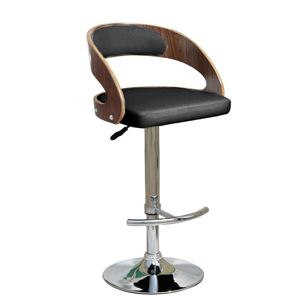Mars Swivel Gaslift Bar Chair-Walnut Wooden Frame with Black PU