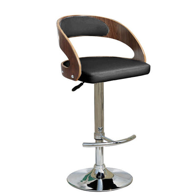 Mars Swivel Gaslift Bar Chair-Walnut Wooden Frame with Black PU