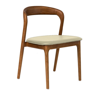 Shannen Dining Chair-Walnut Frame with Beige PU Seat