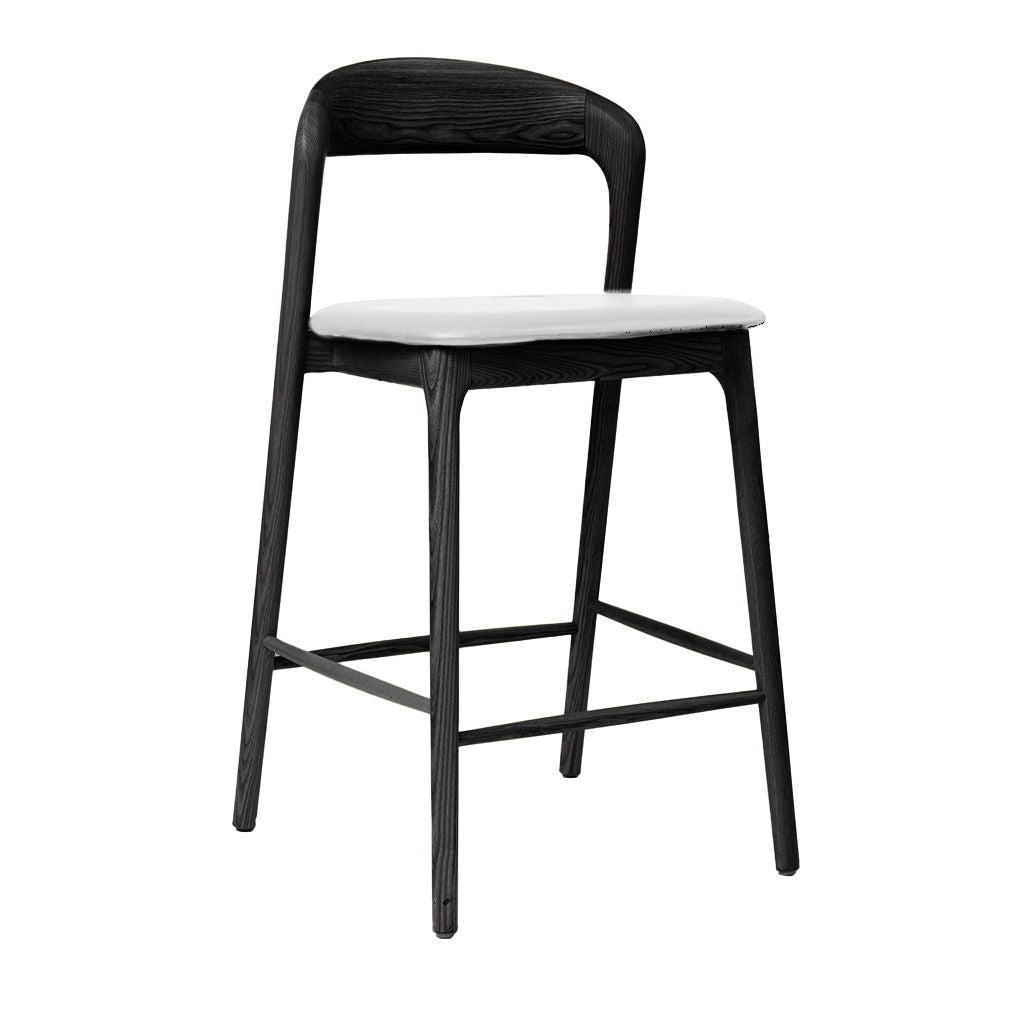 Shannen Bar Chair-Black Frame with White PU Seat