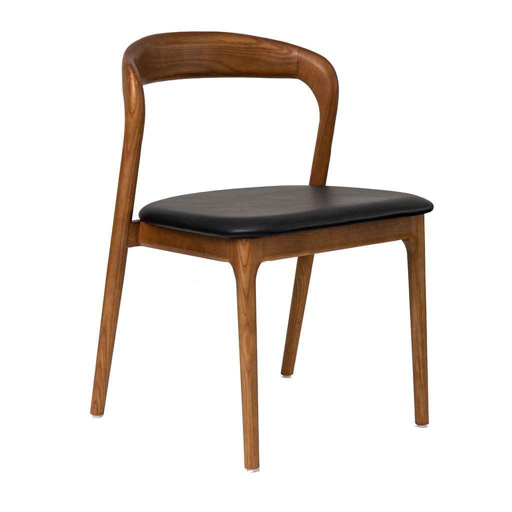 Shannen Dining Chair-Walnut Frame with Black PU Seat