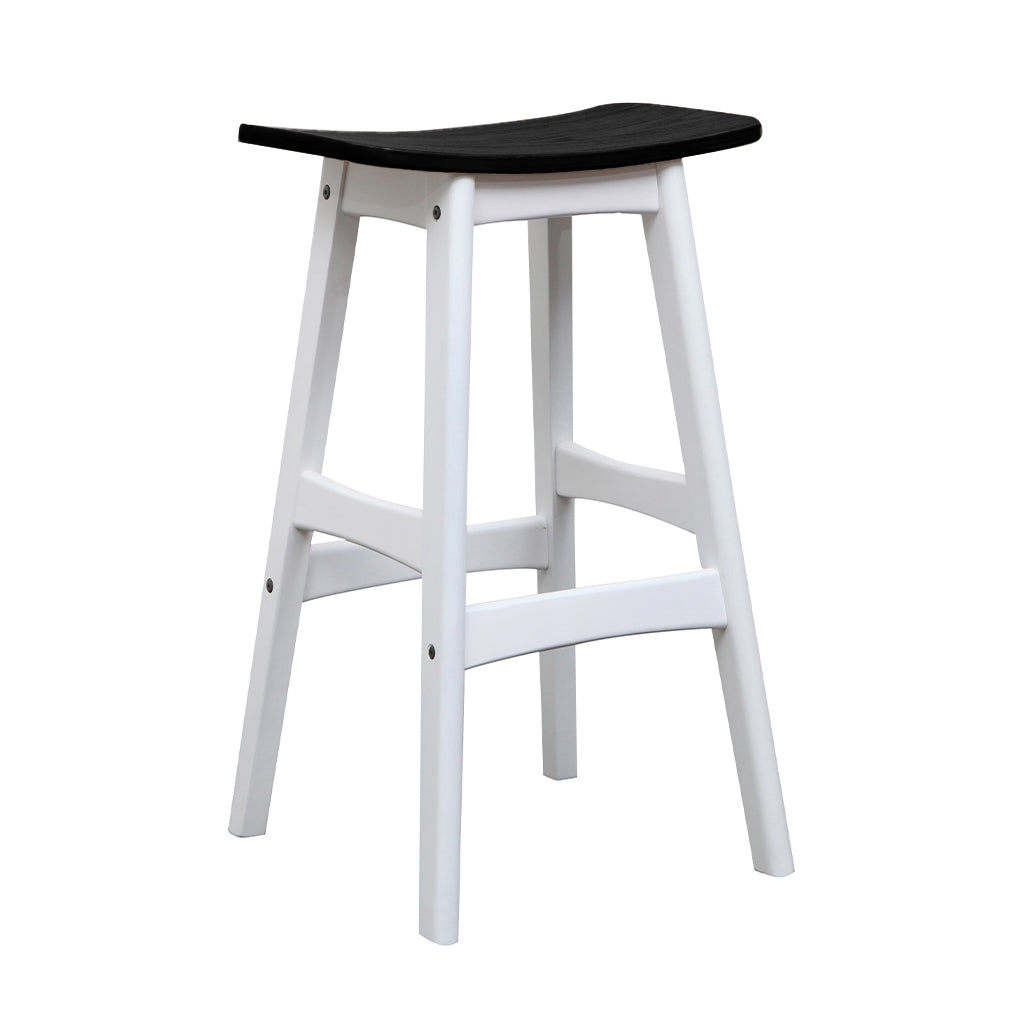 Gangnam Bar Stool-White with Black Veneer Seat