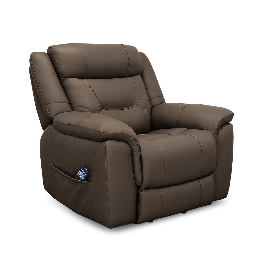 Kate Leather Power Recliner-Dark Brown