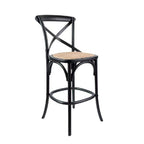 Café Bar Stool-Black with Rattan Seat